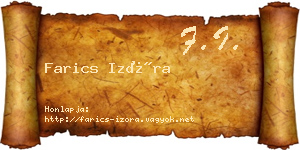 Farics Izóra névjegykártya